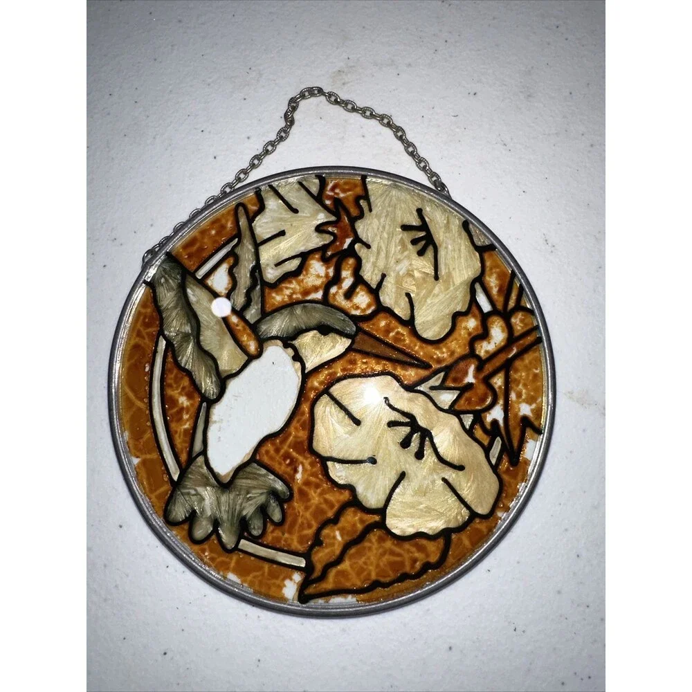 Vtg Amia Stained Glass Hummingbird Suncatcher Hanging Window Ornament Painted